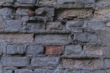 Simple photo background pattern of fragment of broken grey wall.