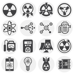 Radiation related icons set on background for graphic and web design. Simple illustration. Internet concept symbol for website button or mobile app.