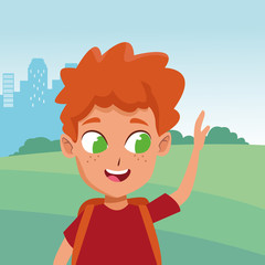 adorable cute young boy cartoon
