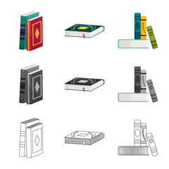 Vector illustration of training and cover logo. Collection of training and bookstore vector icon for stock.
