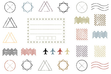 Hipster Blank postal stamps set.illustration vector