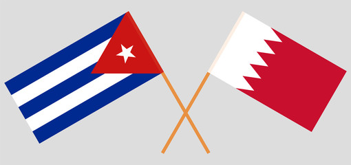 Bahrain and Cuba. Crossed Bahraini and Cuban flags