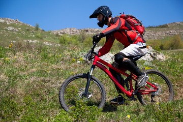 Fototapeta na wymiar Mountain biker