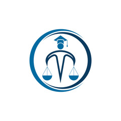 Law and Attorney Logo Design. Man holding scales of justice logo.