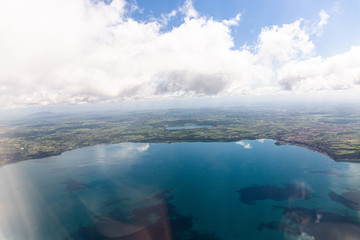 aerial view of sea under blue sky with clouds in rome, italy