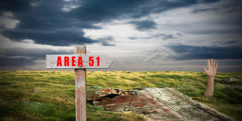 landscape with area 51 sign