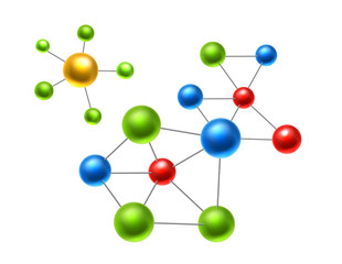 Vector realistic atomic molecule, 3d atoms set