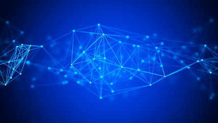 Abstract connection dots. Technology background. Network connection structure. Plexus effect. 3d