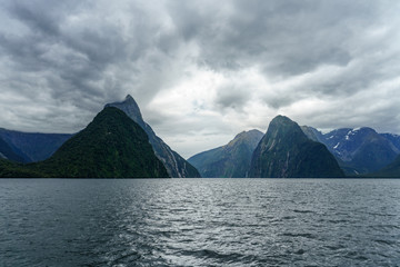 steep coast in the mountains at milford sound, fjordland, new zealand 4