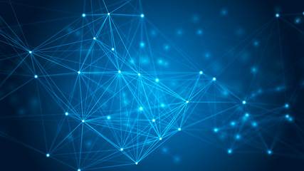 Fototapeta premium Abstract connection dots. Technology background. Network connection structure. Plexus effect. 3d