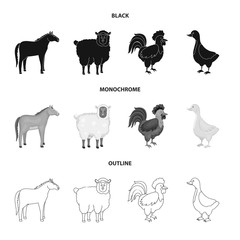 Vector design of breeding and kitchen icon. Set of breeding and organic stock symbol for web.