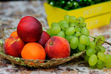 Fresh summer fruits on the table.