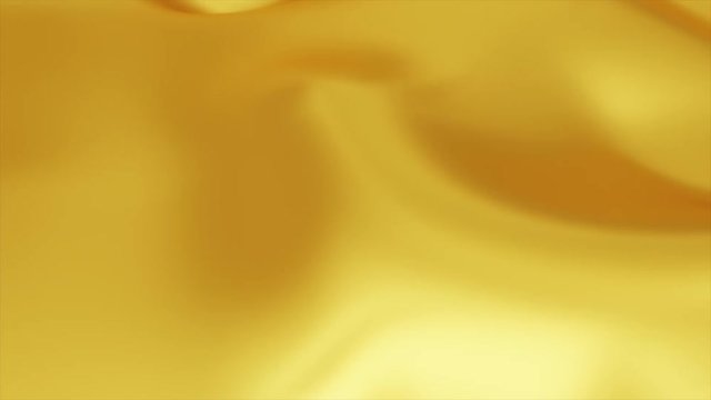 Golden wave background. Abstract seamless loop 4k animation of gold liquid background. Gold texture. Cloth, velvet, lava, nougat, caramel, amber, honey, oil.
