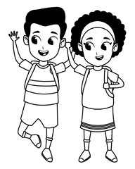 adorable cute children childhood cartoon in black and white