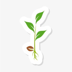 Fototapeta premium Plant sticker. Agriculture symbol