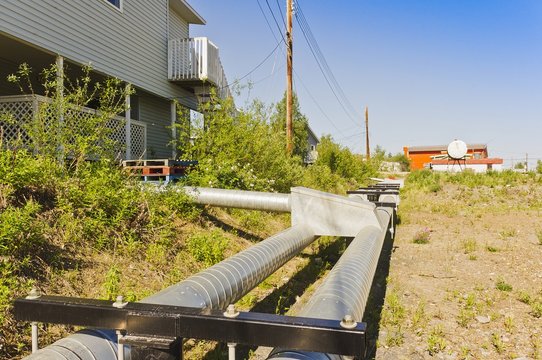Utilities ducts in Inuvik, NWT, Canada