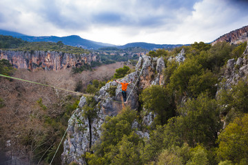 Fototapeta premium Highline in the mountains.