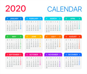 2020 Calendar - vector illustration
