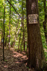 wooden sign in the forest