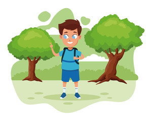 adorable cute young boy cartoon