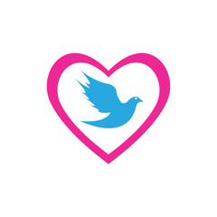 Bird Dove Love Logo Template Vector