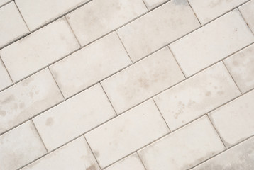 Brick pavement tile, top view. Light sidewalk, pavement texture