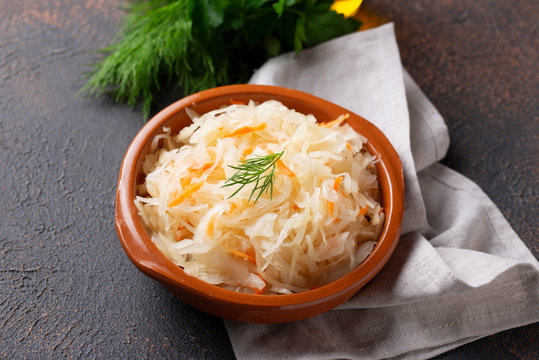 Homemade sauerkraut or pickled cabbage
