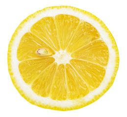 Isolated lemon. Slice of fresh lemon isolated on white background with clipping path