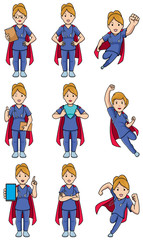 Fototapeta premium Super Nurse Caucasian Female Set