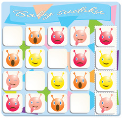 Baby Sudoku with colorful cartoon devils