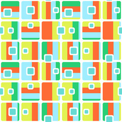 Abstract flat retro seamless pattern with rectangles. Timeless simple vector ornament.