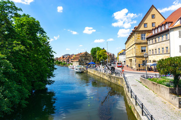 Fototapeta na wymiar Bamberg old historic city in Bavaria at the river Regnitz