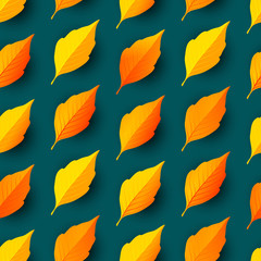 Fototapeta na wymiar Autumn leaves seamless pattern background. Vector illustration