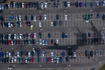 Aerial view of a parking lot