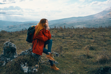 female hiker in the mountains