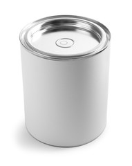 Closed blank can of paint isolated on white
