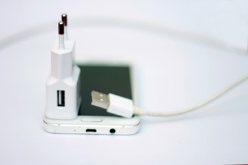 Smartphone and phone charge with power cord