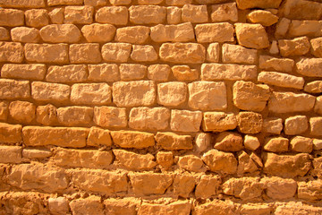 Yellow old grunge Brick Wall Vintage Stone Texture Background