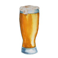 Glass with beer. Watercolor hand drawn illustration. - 279030386