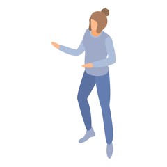 Talking student girl icon. Isometric of talking student girl vector icon for web design isolated on white background
