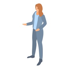 Business lady red hair icon. Isometric of business lady red hair vector icon for web design isolated on white background