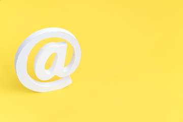 Email symbol on blue background. Concept for internet, contact us and e-mail address