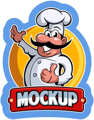 Cartoon style smiling cook in the hat, vector cartoon character.