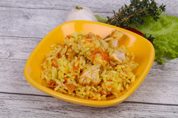 Traditional Pilaf with chicken and carrot