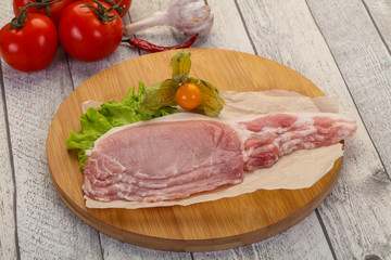 Raw pork bacon