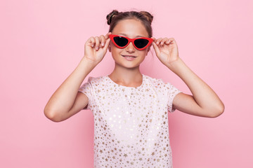Portrait of glamor teenage girl in sunglasses