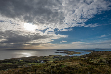Obraz premium View over Atlantic from the Sky Road west of Clifden, County Galway, Ireland part of the Wild Atlantic Way tourist route