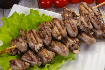 Chicken hearts skewer
