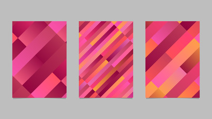 Trendy geometrical modern gradient diagonal rectangle flyer template design set - abstract vector brochure