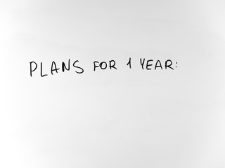 written in marker by hand text plans for one year